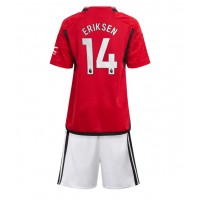 Fotbalové Dres Manchester United Christian Eriksen #14 Dětské Domácí 2023-24 Krátký Rukáv (+ trenýrky)